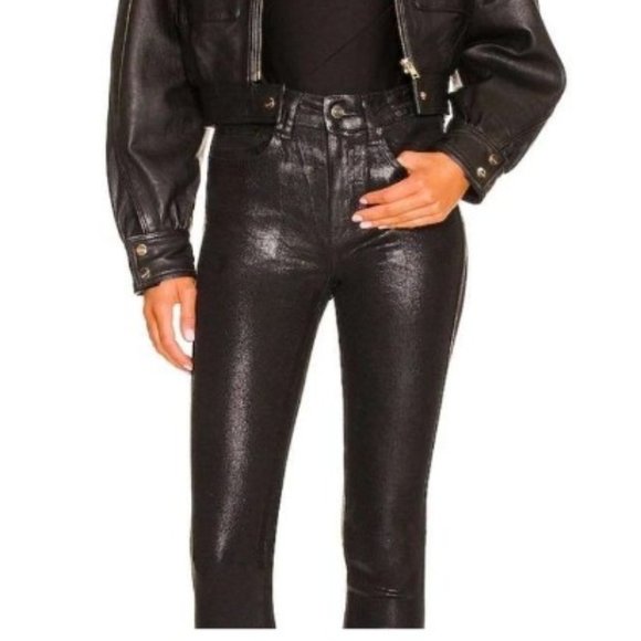 We The Free Pants - We The Free Vegan Faux Leather Pants Shiny High Rise Button Fly Size 26